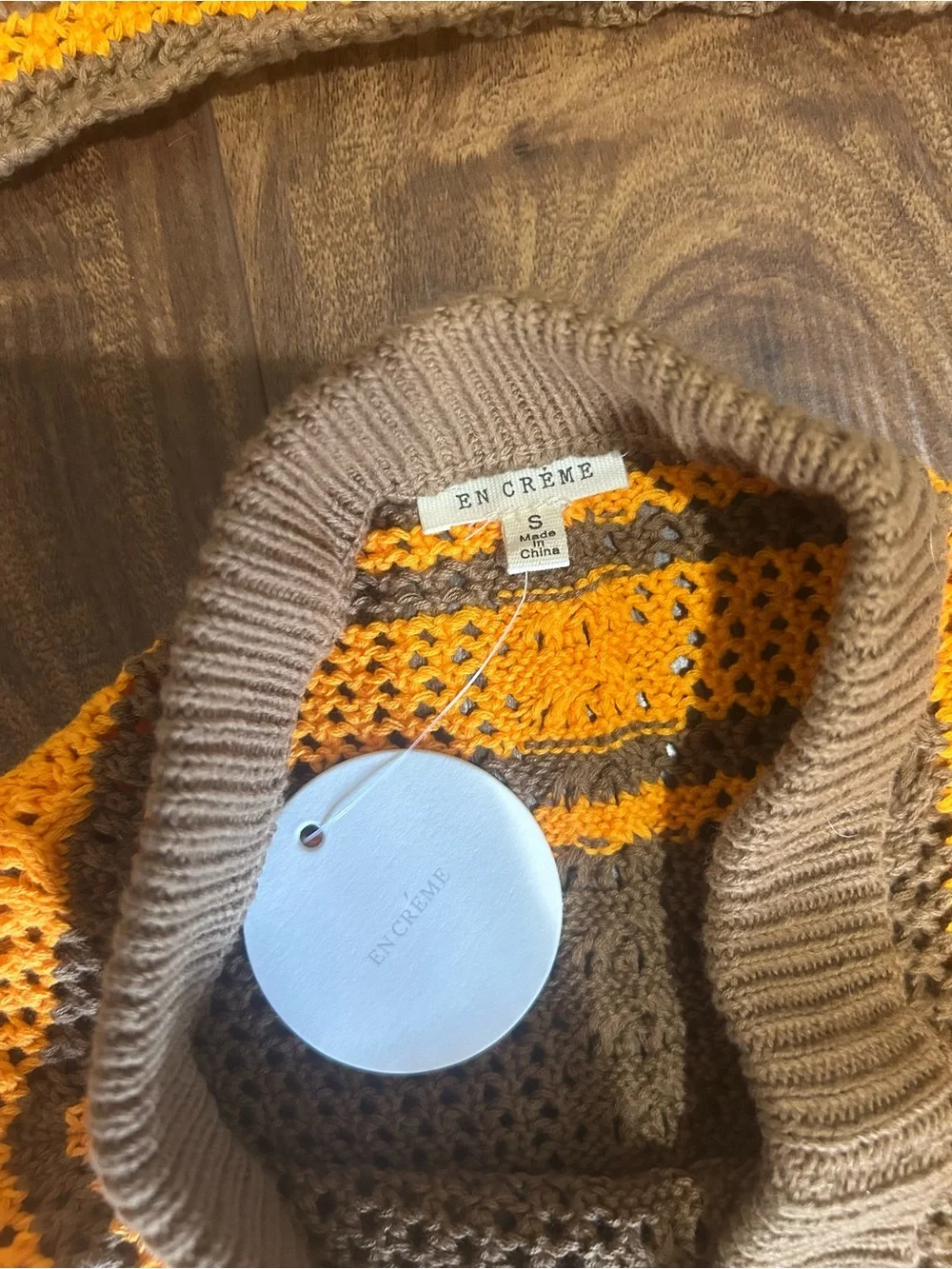En Creme Orange and Brown Crochet Skirt Set